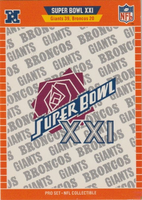 NFL 1989 ProSet Super Bowl Logos - No 21 - Super Bowl XXI