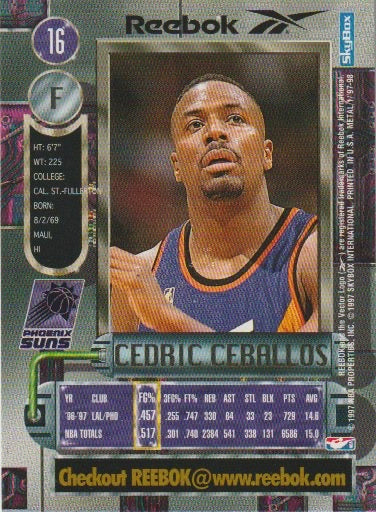 NBA 1997-98 Metal Universe Reebok Chase Gold - No 16 - Cedric Ceballos