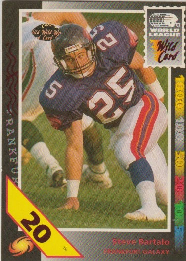 NFL 1992 Wild Card WLAF 20 Stripe - No 88 - Steve Bartalo