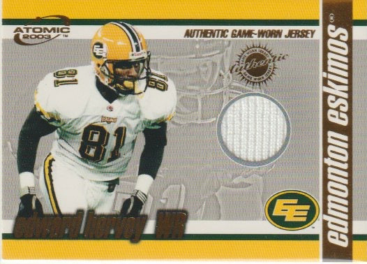 NFL 2003 Atomic CFL Game Worn Jerseys - No 3 - Edward Hervey