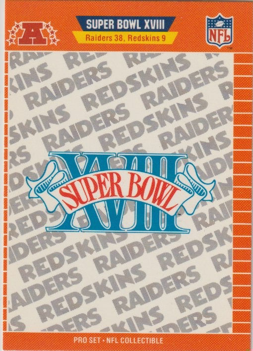 NFL 1989 ProSet Super Bowl Logos - No. 18 - Super Bowl XVIII
