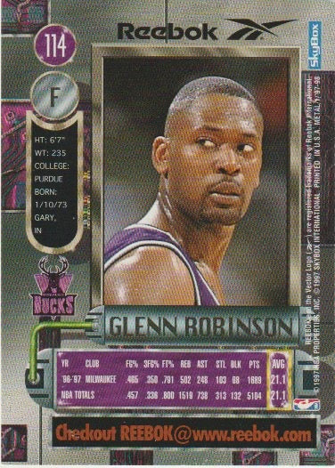 NBA 1997-98 Metal Universe Reebok Chase Bronze - No 114 - Glenn Robinson
