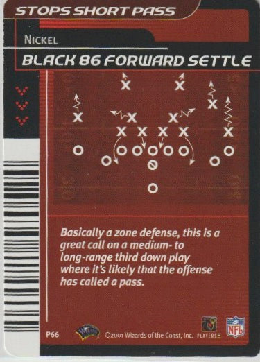 NFL 2001 Showdown 1st Edition Plays - No P66 - Black 86 Forward Settle