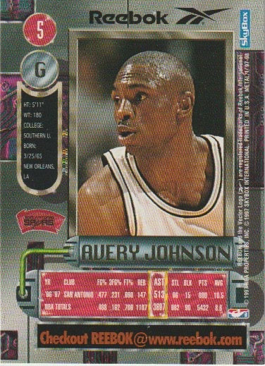 NBA 1997-98 Metal Universe Reebok Chase Bronze - No 5 - Avery Johnson