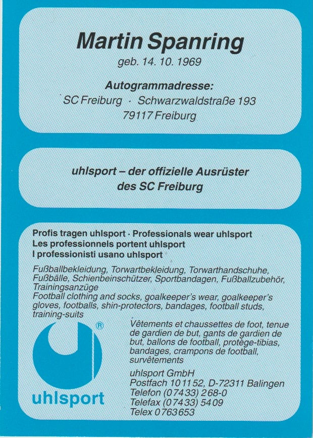 Fussball - Autogramm - Martin Spanring