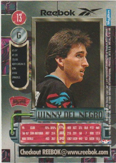 NBA 1997-98 Metal Universe Reebok Chase Silver - No 13 - Vinny Del Negro
