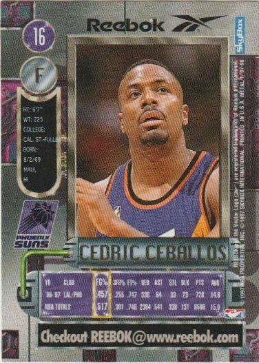 NBA 1997-98 Metal Universe Reebok Chase Silver - No 16 - Cedric Ceballos