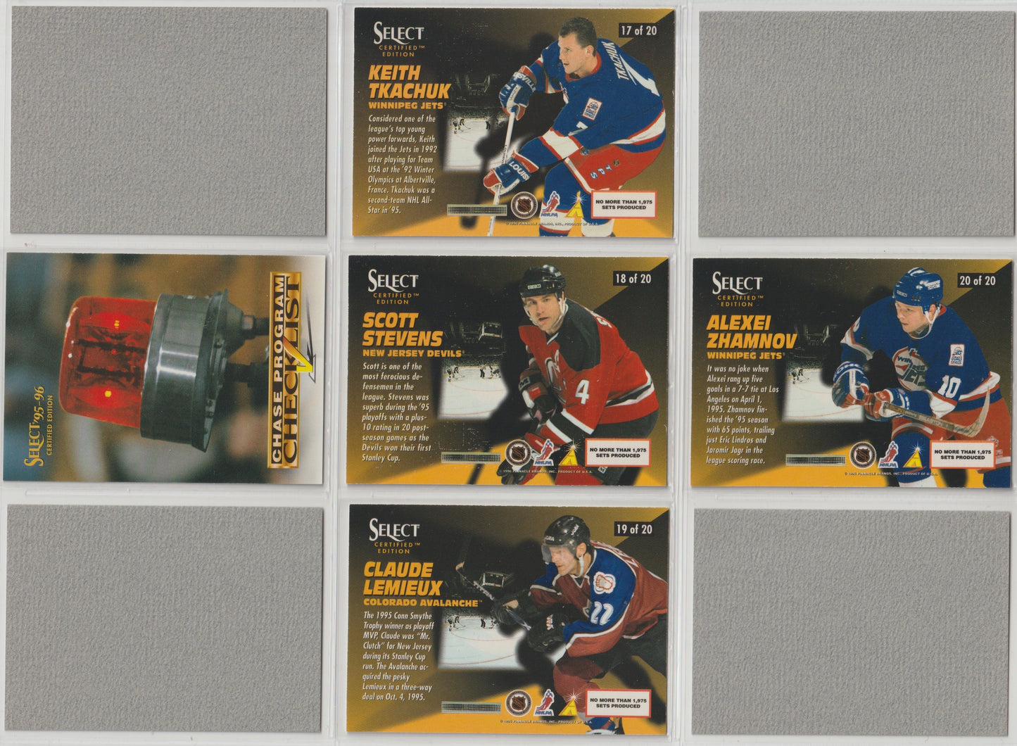 NHL 1995-96 Select Certified Double Strike - No 1 von 20 bis 20 von 20 - kompletter Satz