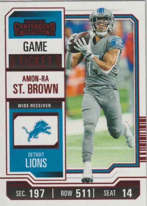 NFL 2023 Panini Contenders Game Ticket Red- No 34 - Amon-Ra St. Brown
