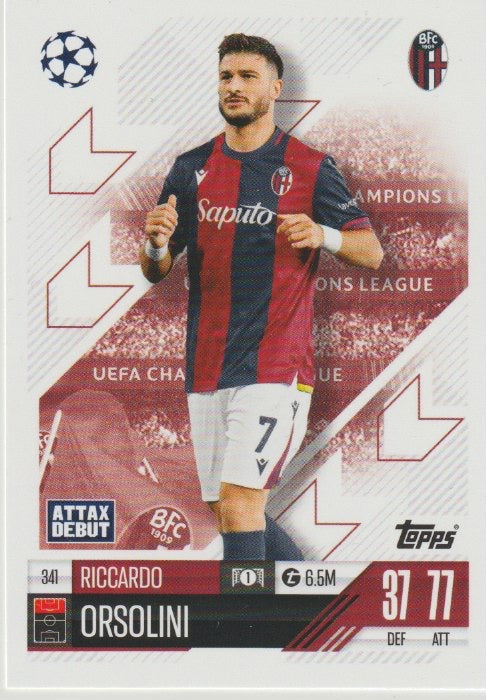 Fussball 2024-25 Match Attax UEFA Champions League - No 341 - Riccardo Orsolini