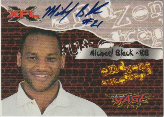 NFL 2001 Topps XFL Endzone Autographs - No 5 - Michael Black