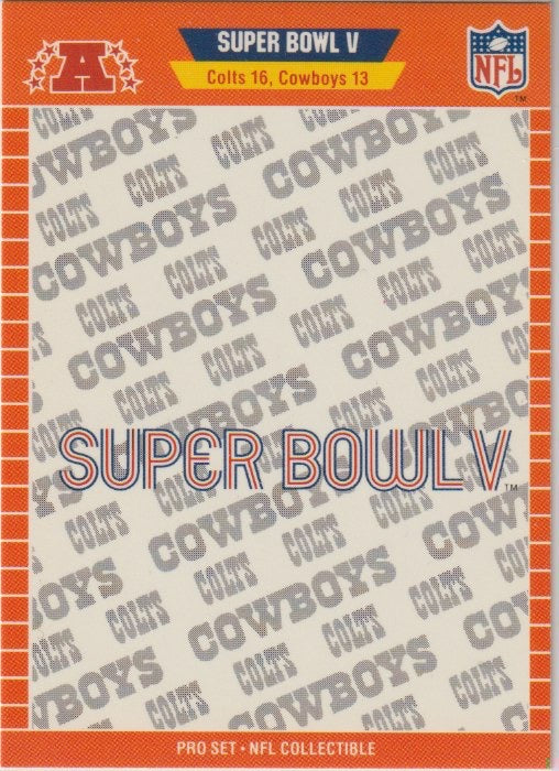 NFL 1989 ProSet Super Bowl Logos - No 5 - Super Bowl V