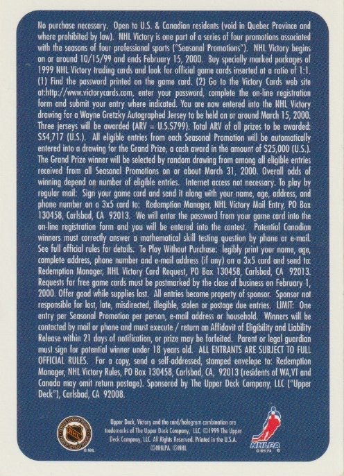 NHL 1999-00 Upper Deck Victory - No NN0 - Wayne Gretzky