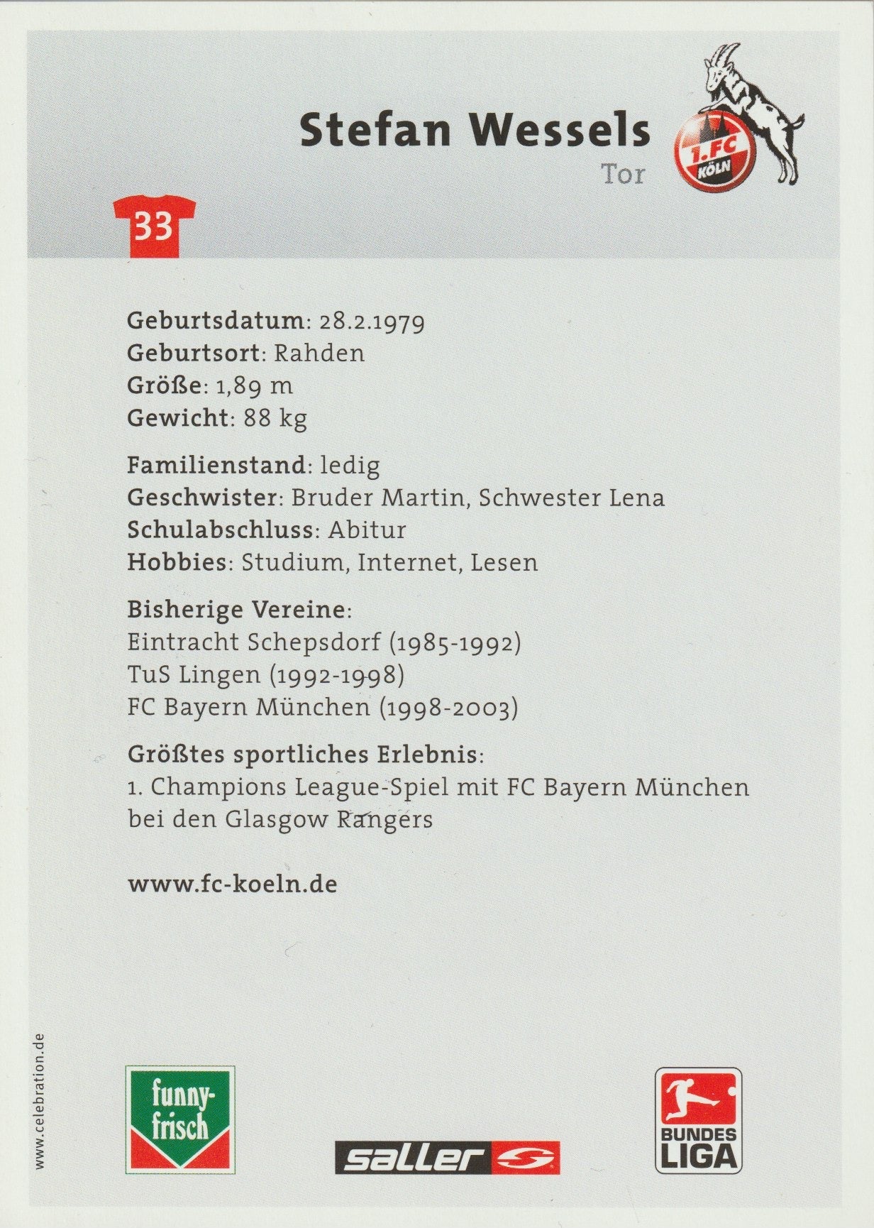 Fussball - Autogramm - Stefan Wessels