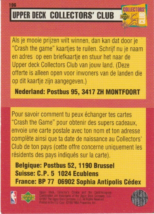 NBA 1997-98 Collector's Choice - No 196 - Checklist No 1