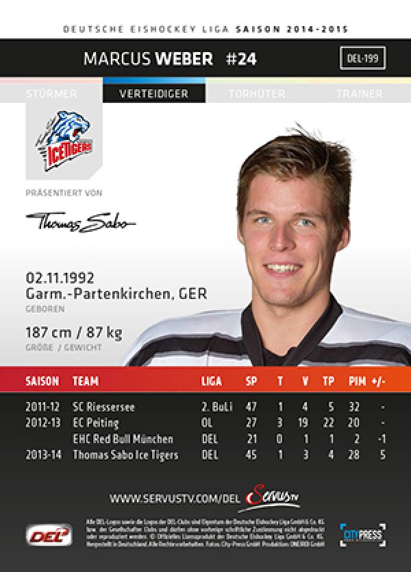 DEL 2014-15 CityPress - No 199 - Marcus Weber