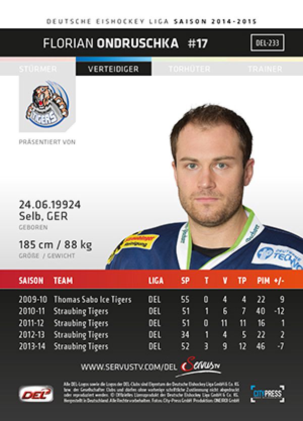 DEL 2014-15 CityPress - No 233 - Florian Ondruschka