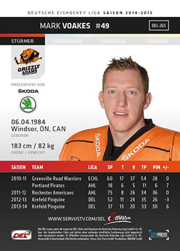 DEL 2014-15 CityPress - No 265 - Mark Voakes