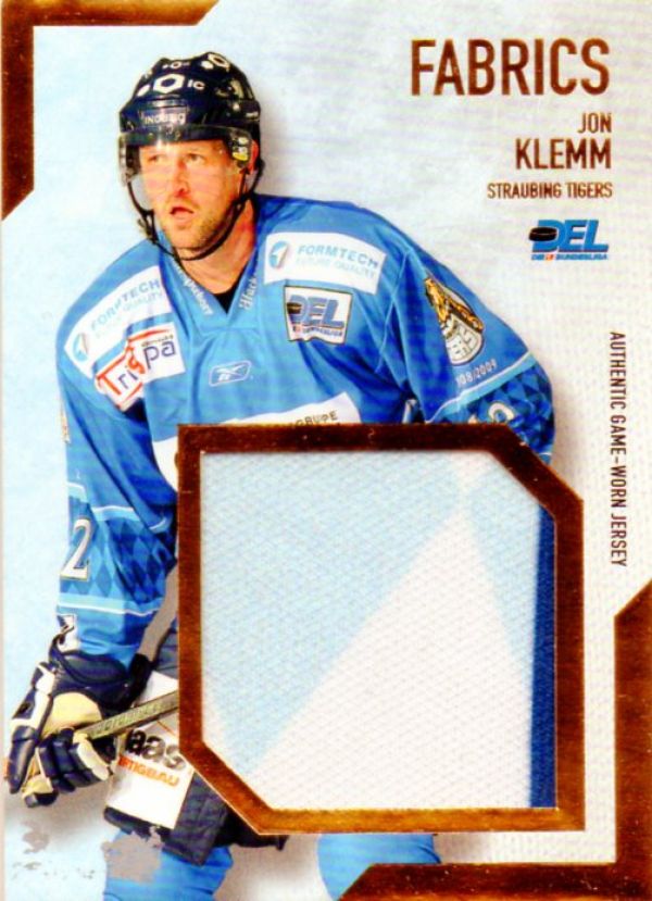 DEL 2008/09 CityPress jersey card Fabrics Gold - No BL13 - Jon Klemm