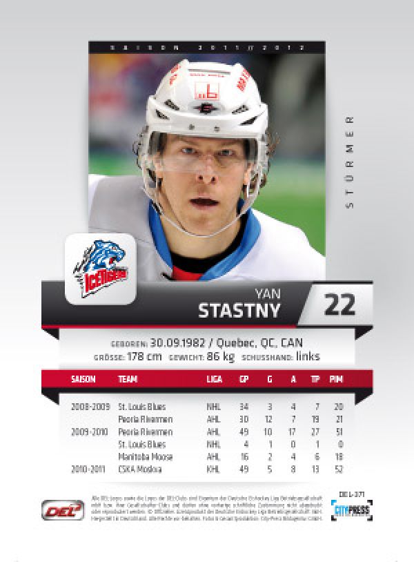 DEL 2011 / 12 CityPress - No 371 - Yan Stastny