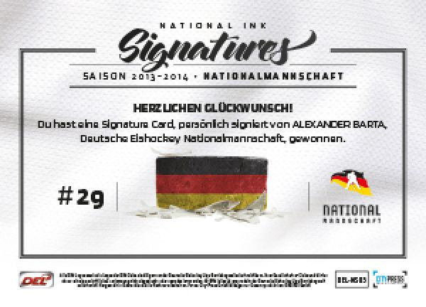 DEL 2013-14 CityPress National Ink Signatures - No NS03 - Alexander Barta