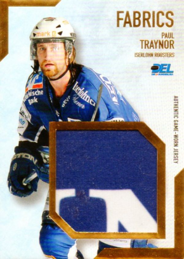 DEL 2008/09 CityPress jersey card Fabrics Gold - No BL08 - Paul Traynor