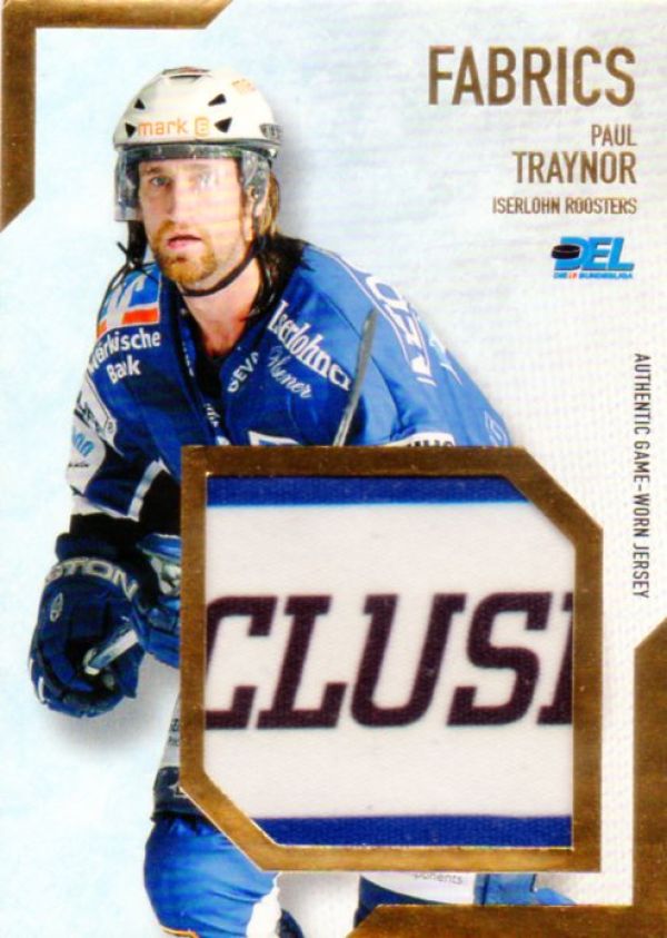 DEL 2008/09 CityPress jersey card Fabrics Gold - No BL08 - Paul Traynor