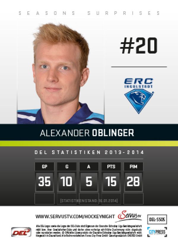 DEL 2013-14 CityPress Seasons Surprises - No SS05 - Alexander Oblinger