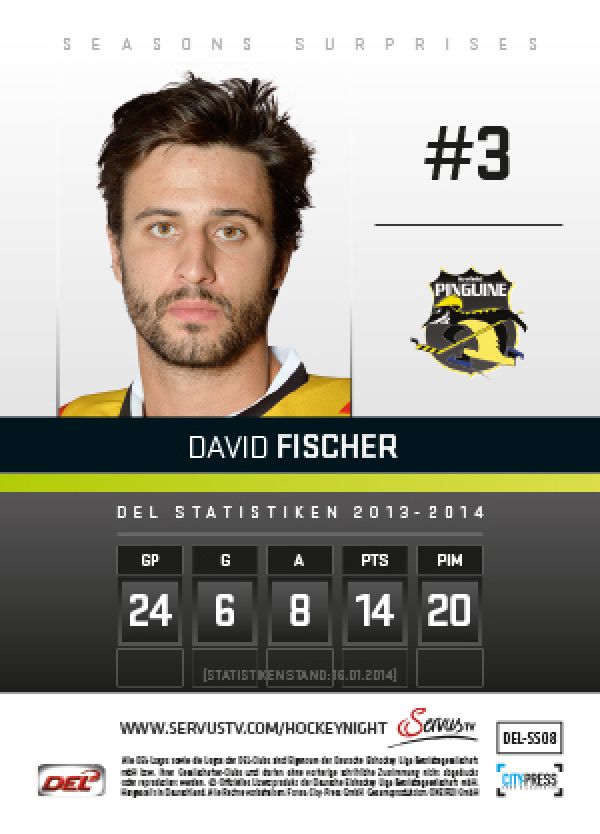 DEL 2013-14 CityPress Seasons Surprises - No SS08 - David Fischer