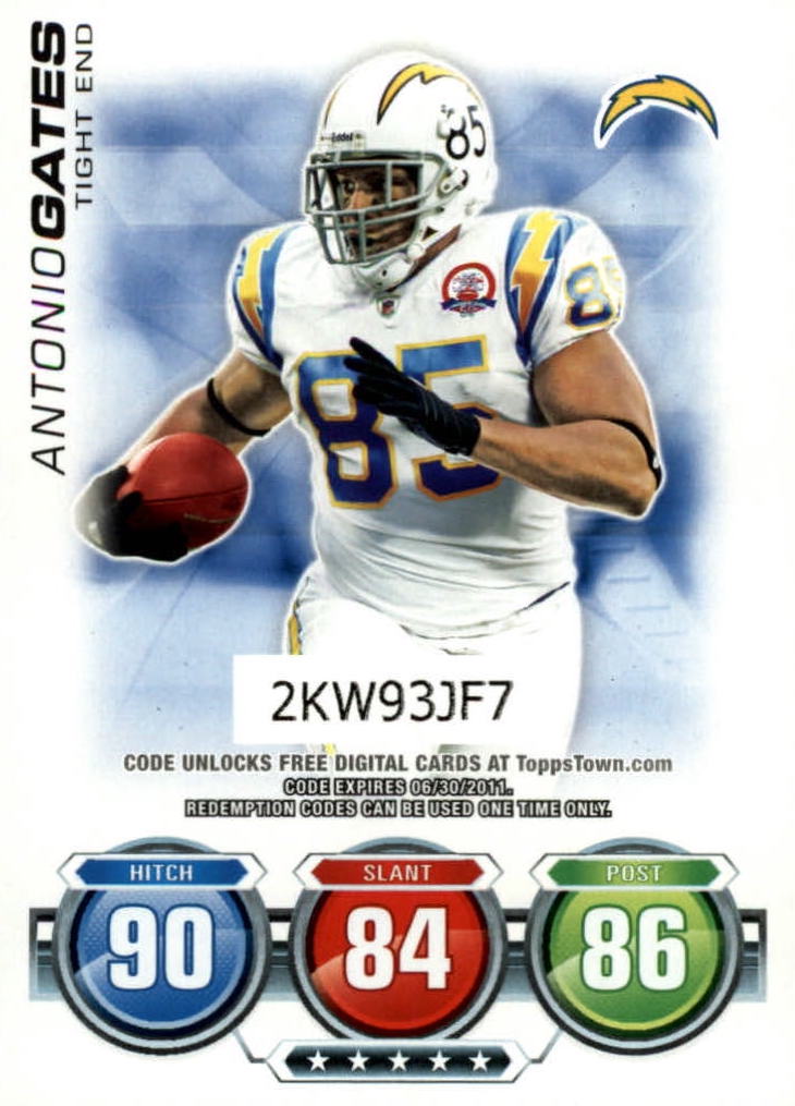 NFL 2010 Topps Attax - No 13 - Antonio Gates