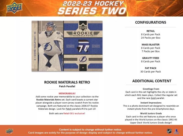 NHL 2022-23 Upper Deck Series 2 Fat Pack Retail