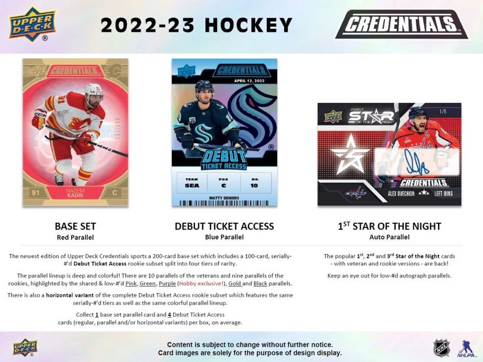 NHL 2022-23 Upper Deck Credentials Hobby