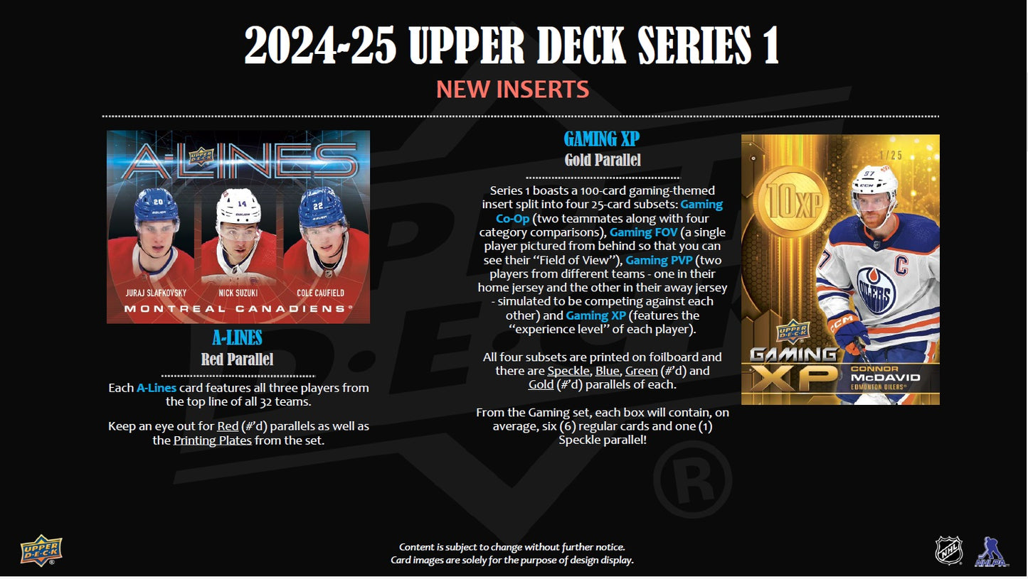 NHL 2024-25 Upper Deck Series 1 Hobby - Box