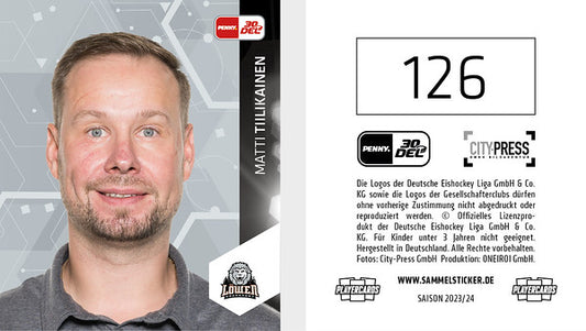 DEL 2023-24 Citypress Sticker - No 126 - Matti Tiilikainen
