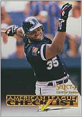 MLB 1995 Select Certified Checklists - No 2/7 - Frank Thomas