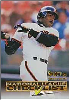 MLB 1995 Select Certified Checklists - No 6/7 - Barry Bonds