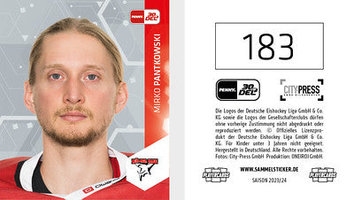 DEL 2023-24 Citypress Sticker - No 183 - Mirko Pantkowski