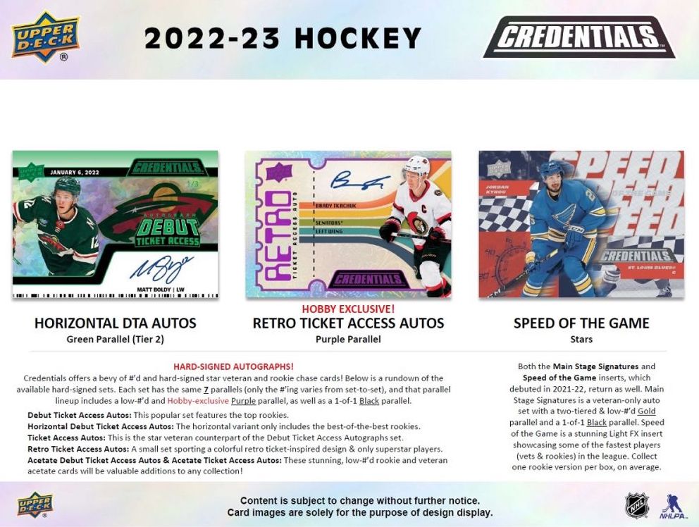 NHL 2022-23 Upper Deck Credentials Hobby