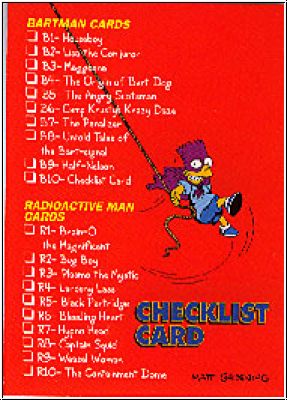 Simpsons 1994 SkyBox Bartman Cards - No B10