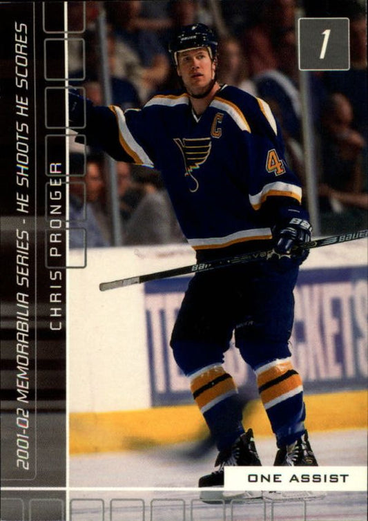 NHL 2001-02 BAP Memorabilia He Shoots - He Scores - No 9 - Chris Pronger