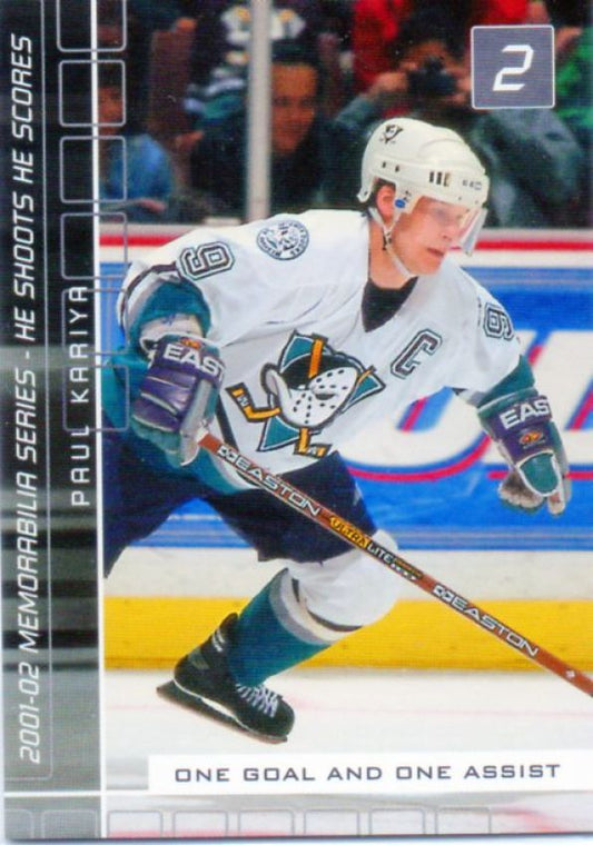 NHL 2001-02 BAP Memorabilia He Shoots - He Scores - No 13 - Paul Kariya