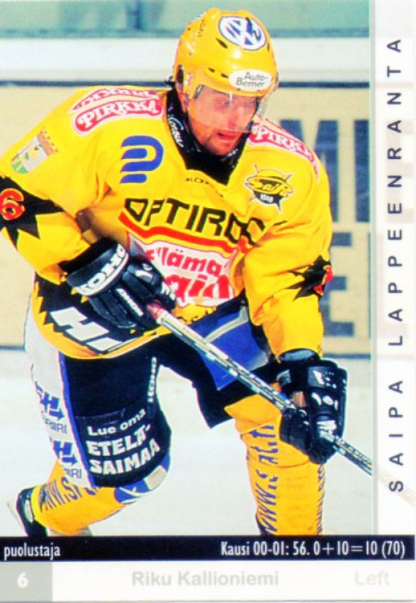 FIN/NHL 2001-02 Finnish Cardset - No 109 - Riku Kallioniemi