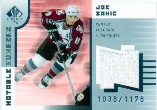 NHL 2001-02 SP Authentic Authentic Jerseys - No NN-JS - Joe Sakic