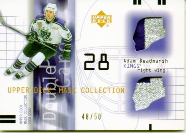 NHL 2001-02 UD Mask Collection Double Patches Gold - No DP-AD - Adam Deadmarsh