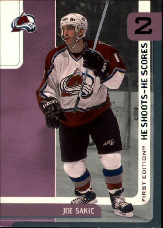 NHL 2002-03 BAP First Edition He Shoots - He Scores Points - No 15 - Joe Sakic