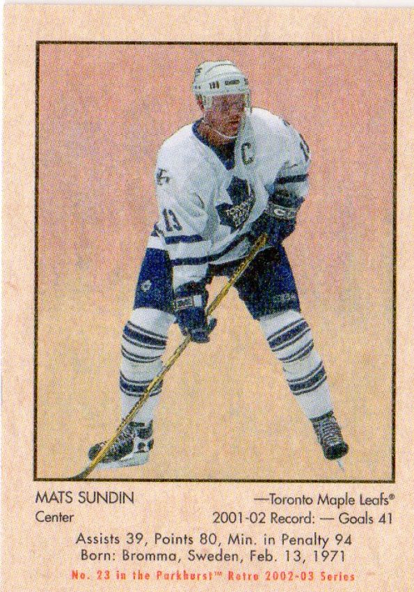 NHL 2002-03 Parkhurst Retro Minis - No 23 - Mats Sundin