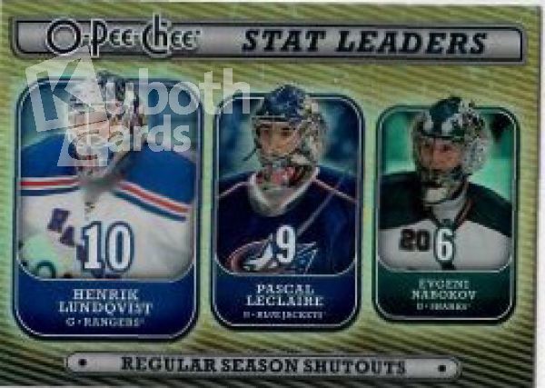 NHL 2008-09 O-Pee-Chee Stat Leaders - No SL9 - Henrik Lundqvist / Pascal LeClaire / Eveni Nabokov