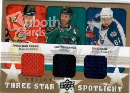 NHL 2008-09 Upper Deck Trilogy Three Star Spotlights - No 3S-TTN - Jonathan Toews / Joe Thornton / Rick Nash