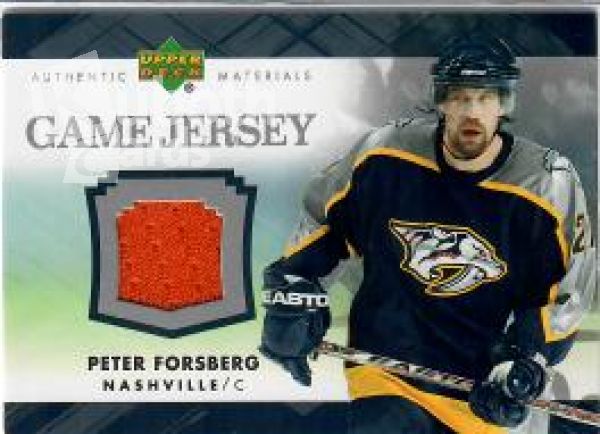 NHL 2007-08 Upper Deck Game Jerseys - No JPF - Peter Forsberg