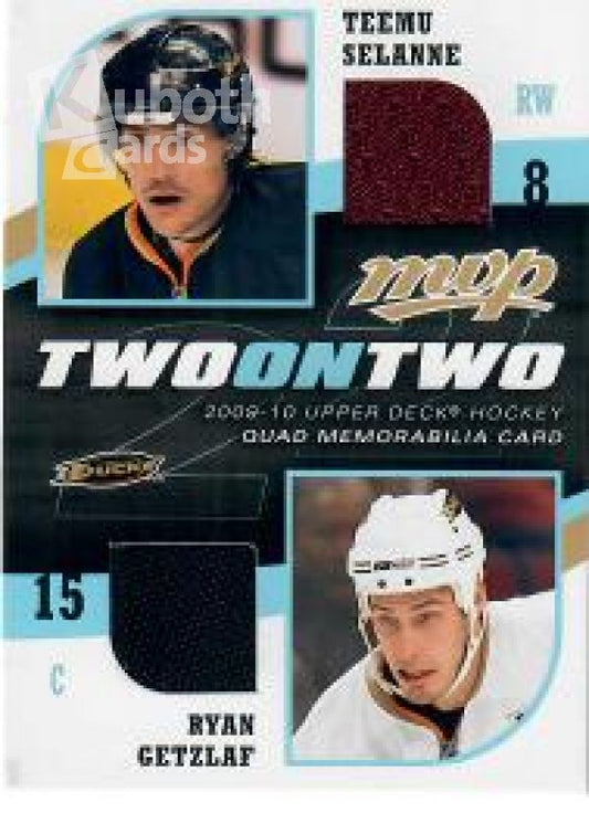 NHL 2009-10 Upper Deck MVP Two on Two Jerseys - No J-SDGB - Teemu Selanne / Ryan Getzlaf / Shane Doan / Mikkel Boedker